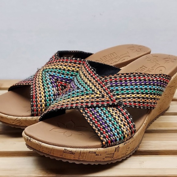 Skechers Womens Beverlee Delighted Wedge Slide Size 7 - Picture 2 of 10